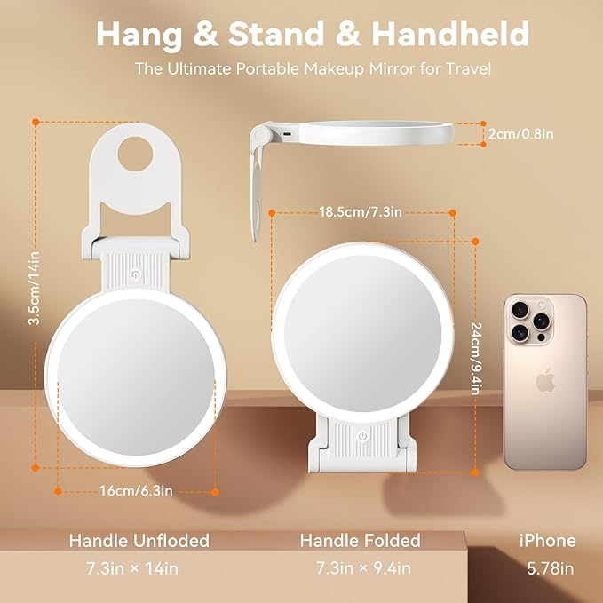 Auxmir 1X/30X Magnifying Mirror with Light, Double Sided Makeup Mirror with Adjustable 3 Color Light, 2000mAh Rechargeable Lighted Magnifying Mirrors with Tweezer, Foldable Travel Mirror with Rotation