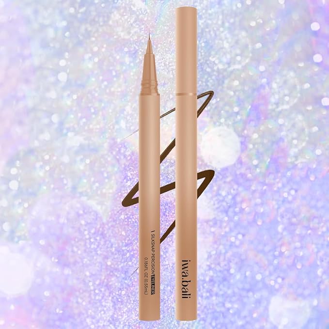Silksnap Precision Liquid Eyeliner, Ultra Fine 0.01mm Tip, Smudge-Proof Waterproof Formula, Perfect for Beginners, Smooth Flow Drama-Proof (Brown) (BROWN)
