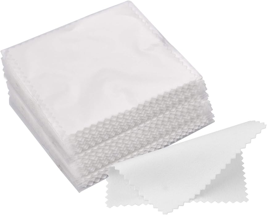 SEVENWELL 50pcs Jewelry Cleaning Cloth Pink Polishing Cloth for Sterling Silver Gold Platinum Small Polish Cloth 8x8cm
