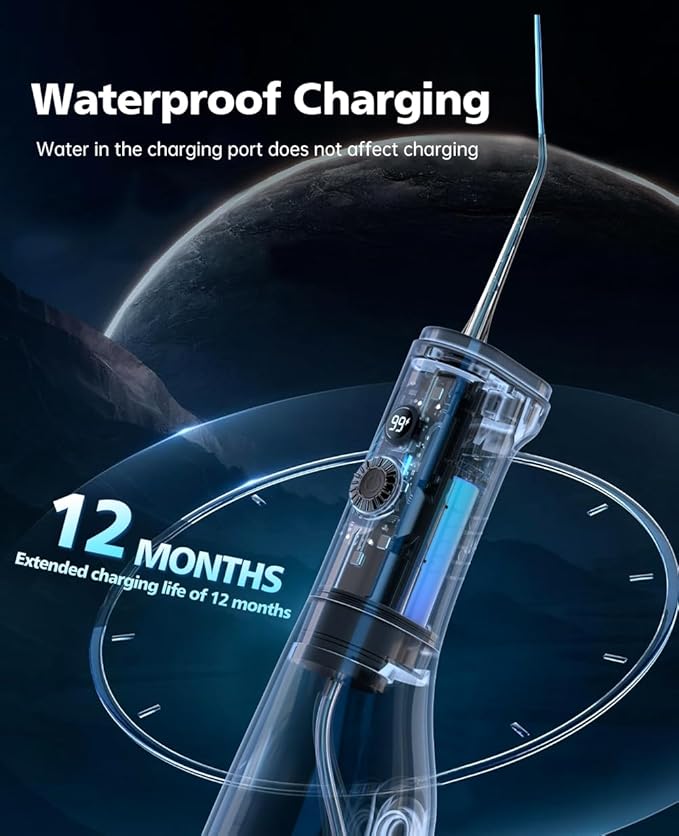SEESMILE Water Flossers for Teeth, 100-Modes & 150-Psi High Pressure for Teeth Cleaning and Flossing, Portable Dental Floss Water Picks Cordless, 300ML & IPX7 Waterproof Flosser for Braces Kids Black
