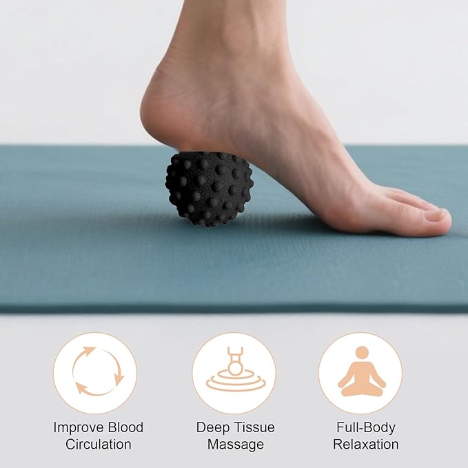 3PCS Firm Massage Lacrosse Balls for Myofascial Release, Muscle Knots, Trigger Point Therapy, Yoga Deep Tissue Massage, Pain Relieve from Plantar Fasciitis, Muscle Soreness Massager Ball