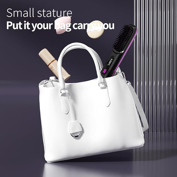 Cordless Hair Straightener Brush 3-in-1: Straightener, Curler & Smoother | Go Brush Pro 2026 with Ionic Anti-Static Technology | 3 Adjustable Heat Settings, USB Rechargeable, for All Hair Types