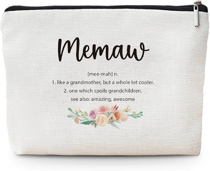 MOTERMATE Memaw Gifts Makeup Bag, Best Memaw Gifts for Christmas from Grandkids Granddaughter Grandson Cosmetic Bag for Women, Grandmother Gift Toiletry Bags Zipper Makeup Pouch