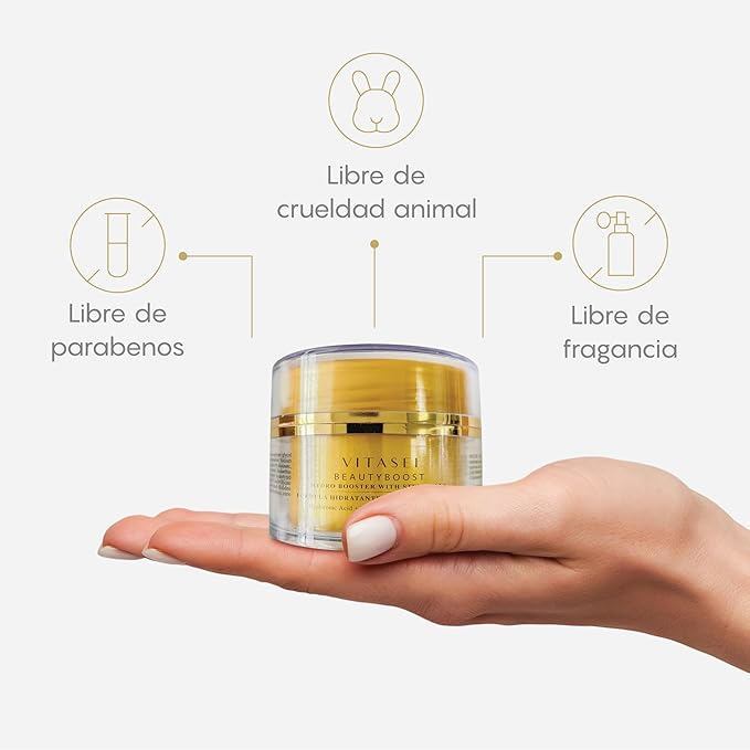 VITASEI Beautyboost Hydro Booster Anti-Aging Cream W/Hyaluronic Acid, Cotton Stem Cells, Squalane & Niacinamide- 1.7 Fl Oz Gel-Cream Moisturizer for Extra-Dry Skin, Skin Elasticity, Quick-Absorbing