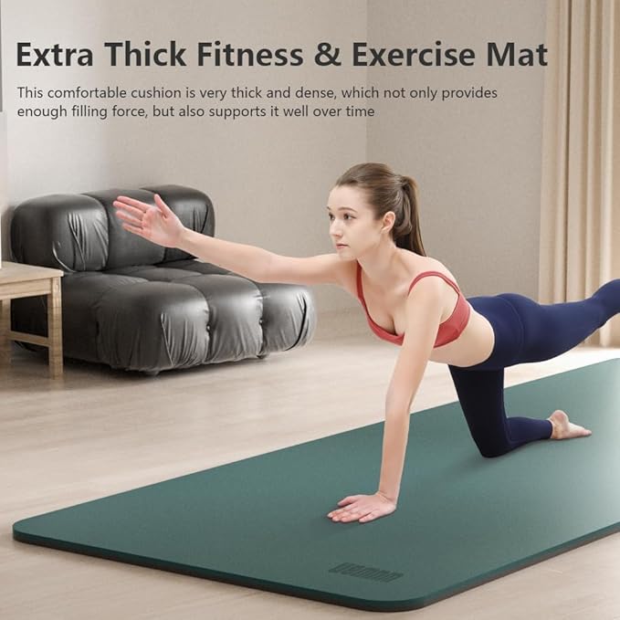 Wide Yoga Mat-80cm Non Slip Extra Thick 1/3'' Fitness Exercise Mat TPE Material High Resiliency Hot Yoga Mats(72“L x 32"W) With Carry Strap for Women Yoga Pilates, Home Floor Workout