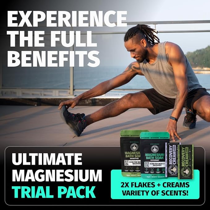 Coach Soak Magnesium Bath Flakes Mint & Lotion Trial Pack - Absorbing Magnesium Cream with Menthol - 0.18 lb (4 Pack) - Mixed Scents