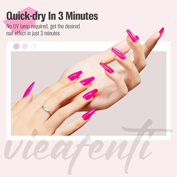 Bright Hot Pink Nail Polish Quick Dry 15 ml - High Pigment Air Dry DIY Nail Art - Salon-Quality Manicure at Home