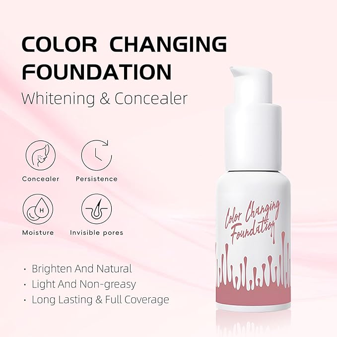 Color Changing Foundation Liquid, Skintone Matching Foundation, Full