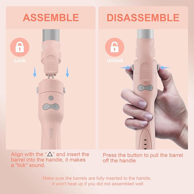 Rotating Curling Iron Set, Automatic Curling Wand for Long Hair, Easy to Use Hair Curler Get Effortless Beach Waves, 3 Sizes Ceramic Barrel 1/1.25/1.5 Inch to 410°F with Home Button, Dual Voltage