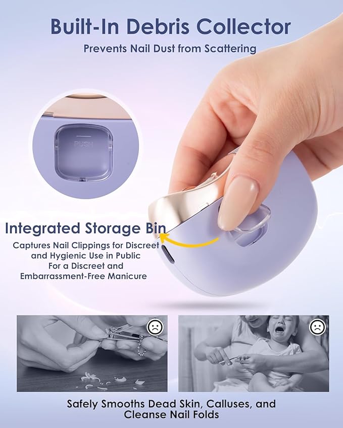 Electric Nail Clipper Upgraded 3 in 1 Automatic - with Polishing, Dust Storage & LED Light, Nail File Toenail Trimmer, Gifts for Women Men Mom Her Him Kids Adults Senior Baby Teacher Students