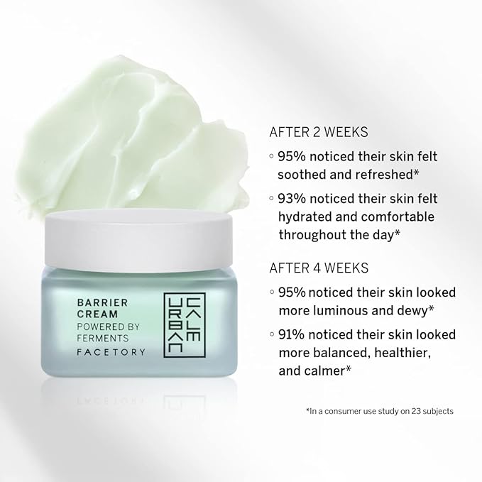 FACETORY Urban Calm Barrier Cream Hydrating Face Moisturizer with Hyaluronic Acid & Fermented Honeybush, Daily Moisturizer Face Cream for Aging, Dry Skin & Sensitive Skin 1.69 Fl Oz