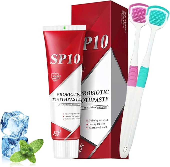 SP 10 Probiotic Toothpaste for Whitening & Gum Health – Natural Fluoride-Free Formula for Fresh Breath & Oral Hygiene