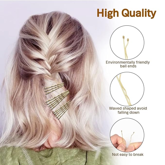 MORGLES Blonde Hair Bobby Pins, 120PCS 2Inches Gold Hair Pins for Women with Box