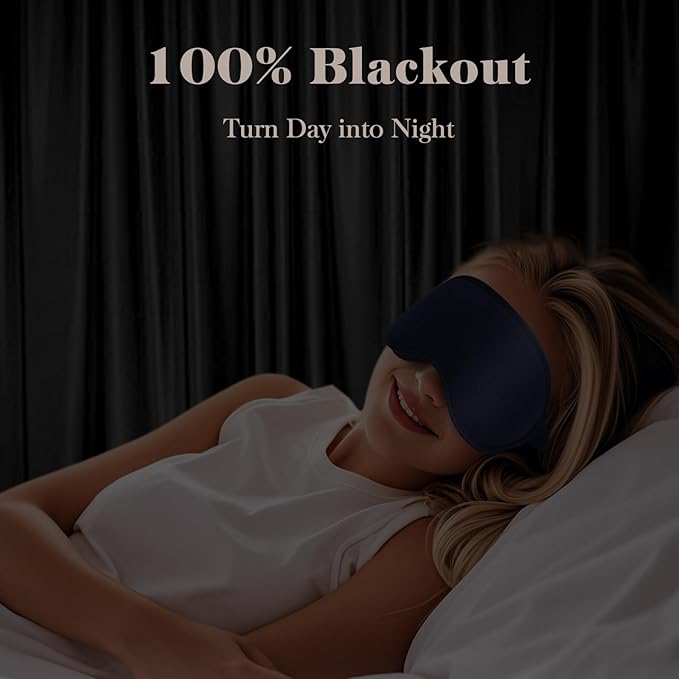 Fygrip 3D Eye Mask Sleep Mask for Men & Women, 100% Pressure-Free & Light Block-Out Eye Mask for Sleep with Easy Adjustable Strap, Night Eye Cover for Travel, Blue