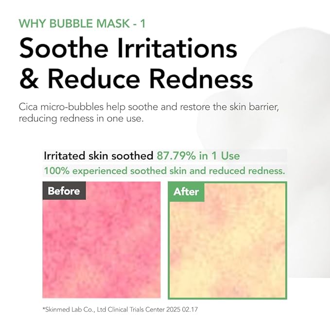 MENOKIN 30 Seconds Quick Bubble Mask [CLEAR] - [Cica] in Micro-bubbles For Soothing & Skin Strengthening, Hydration, Clearer Complexion, Korean Skin Care Essential, 50 Uses, 2.36 fl.oz