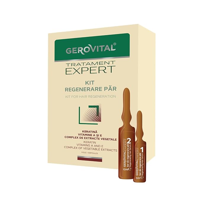 GEROVITAL Kit Hair Growth Serum, Hair Regeneration, Hydrates and Prevents Hair Loss, 20 ampoules: 10×10 ml and 10×5 ml