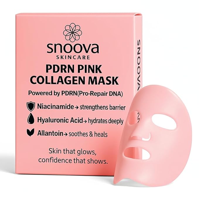 Snoova PDRN Pink Collagen Gel Mask | Overnight Hydrating & Firming Jelly Mask for Glass Glow Skin | Salmon DNA PDRN, Niacinamide & Collagen | Cooling, Brightening Skincare | 28g, 4 Pack