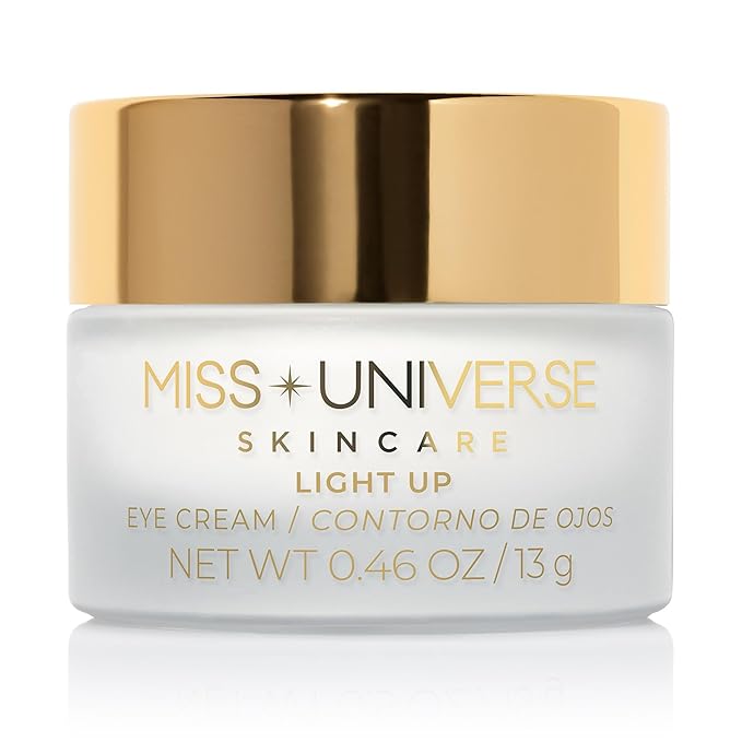 Miss Universe Skincare Light Up Eye Cream .46 oz, Firming Under Eye Cream for Dark Circles and Puffiness, Under Eye Brightener Face Cream for Women, Facial Skin Care Product with Hyaluronic Acid
