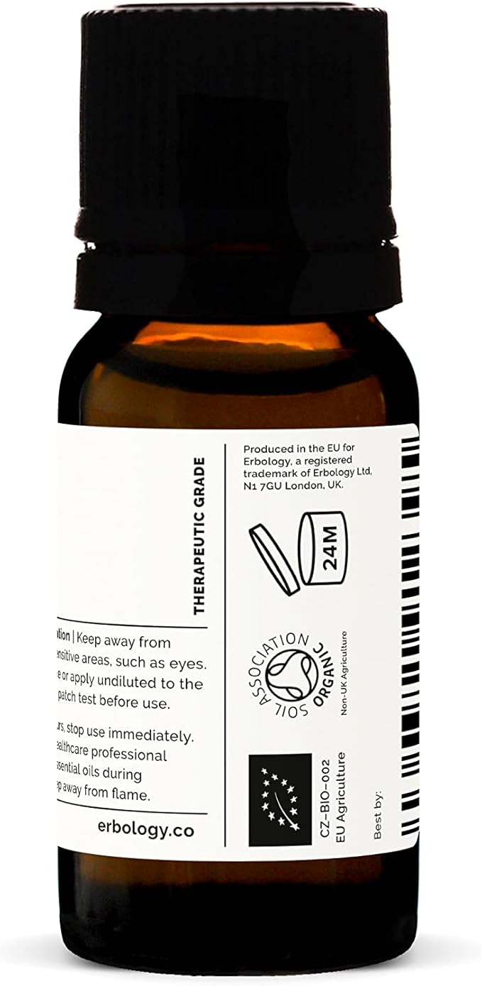 Erbology Organic Pure Lemon Essential Oil 0.34 fl oz - Refreshing & Invigorating - Small Batch - Sustainably Sourced Straight from Farm in Italy