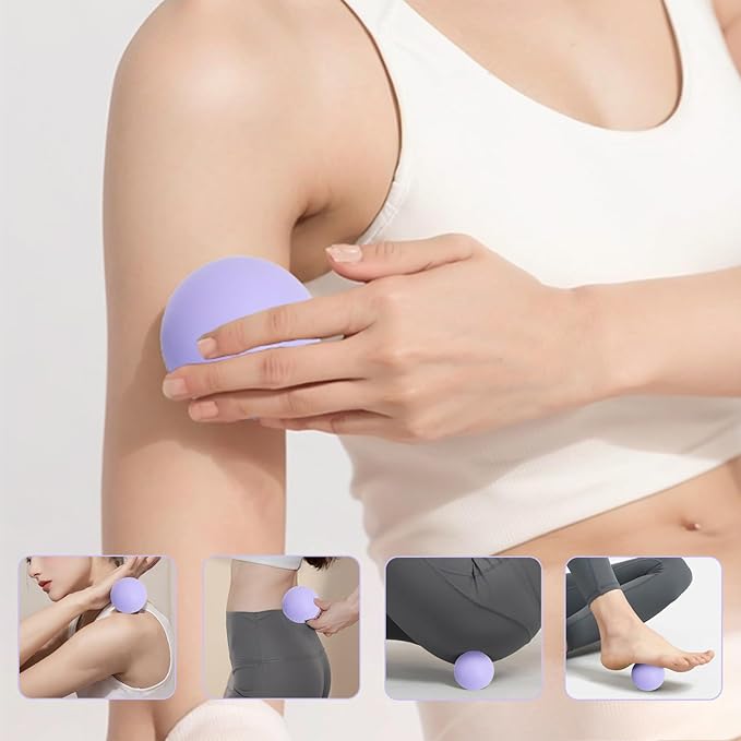 Silicone Massage Ball Set - 3 Therapy Balls for Myofascial Release, Trigger Point & Plantar Fasciitis Relief - Peanut Lacrosse Ball, Pressure Point Ball, Hip & Psoas Release Tool, Mesh Bag