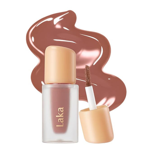 Laka Fruity Glam Tint Mini, 1.9g/0.07oz, Glowing Lip Stain with Wide Color Spectrum, Hydrating & Lightweight Texture, Buildable Color, Non-Sticky, Vegan, K-Beauty (#151 Nudia)