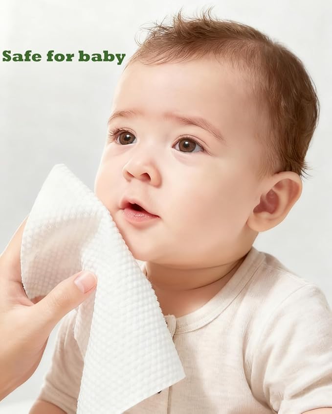 【Large Pack】Disposable Face Towels 160 Count,Hanging Design100% Bio-based Viscose Ultra Thick Face Towelettes,Dual-Texture,Makeup Remover Dry Wipes for Blemish or Sensitive Skin (160 count)