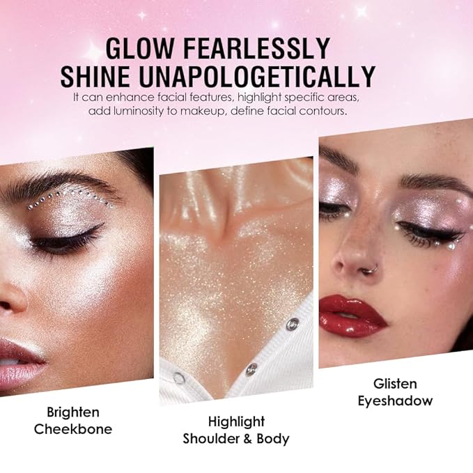8-Color Glitter Eyeshadow Palette, Star Diamond Glitz, High Shine Metallic & Sparkle Shades, Long-Lasting Waterproof Eye Makeup, Smooth Blendable Powder for Party & Night Look