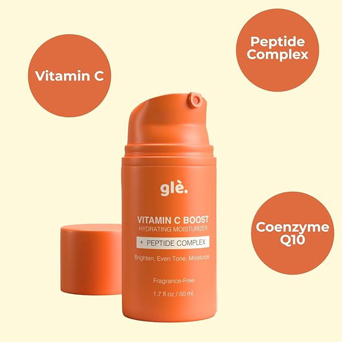 Gle Skincare Super Hydro Boost Moisturizer with 5% Vitamin C & Olive Squalane Oil, Moisturizer for Fine Lines, Uneven Tone and Acne-Prone Skin, Fragrance-Free & Paraben-Free 1.7 Fl Oz.