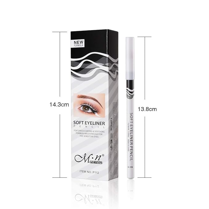 Fashionwu White Eyeliner Pencil Professional Highlighter Eye Liner Pen Soft Strokes Waterproof Long-Lasting Eyeshadow Eye Silkworm Brighten Pencil Beauty Makeup Tool (24pcs)