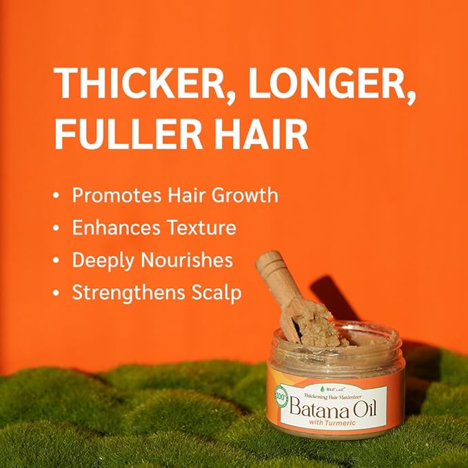 Well's Oil Batana Oil with Turmeric Extract | Made with Batana Oil | Plant-Derived Ingredients | Nourishes & Conditions Hair (4.23 oz / 119 g)