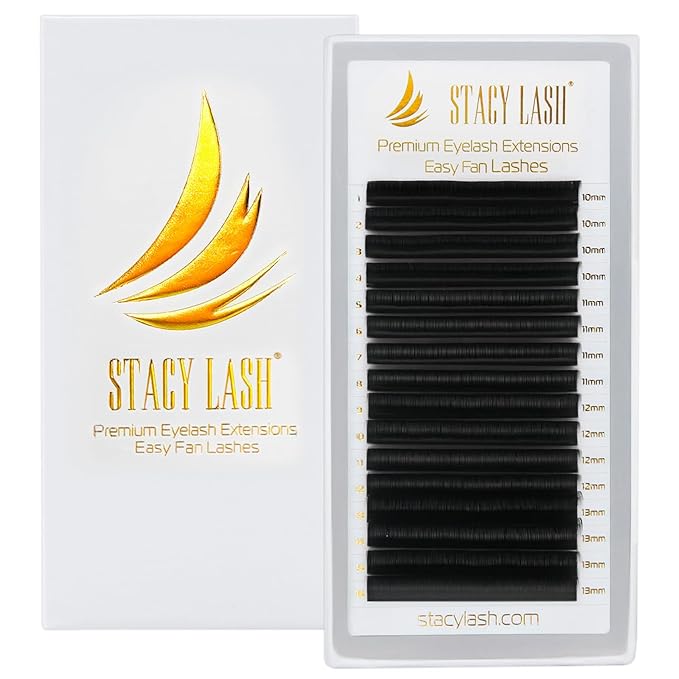 Easy Fan Lash Extensions by STACY LASH | J Curl Eye Lashes | Easy Fanning Lashes 3D 4D 5D 6D 7D 10D | Volume Set | 16-Rows Lash Tray | Eyelash Extension Supplies for Lash Tech |J-0.07-MIX 12-15