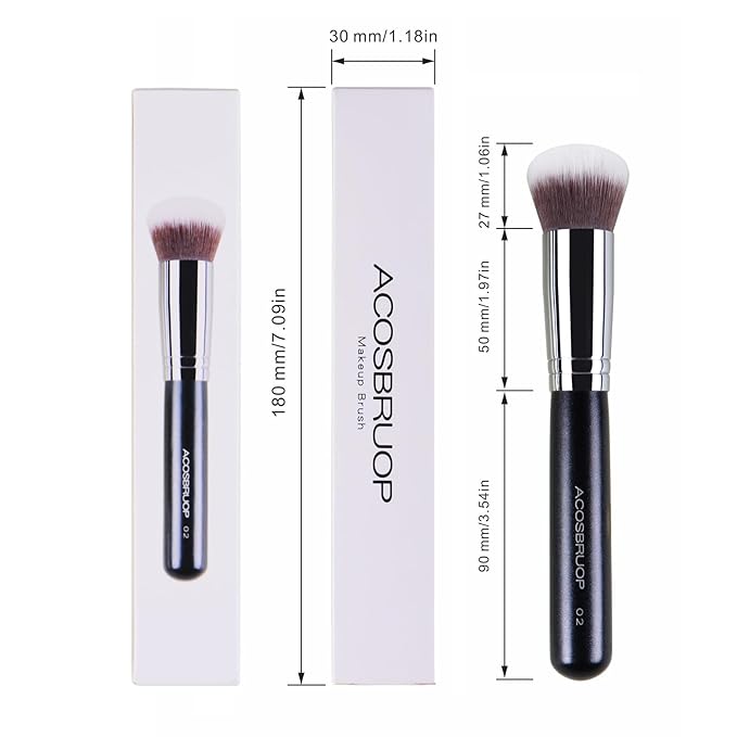 ACOSBRUOP Foundation Brush, Round Top Kabuki Foundation Brush and Professional Grade Makeup Brush for Liquid Blending Mineral Powder Bufting Stippling Makeup Tools, Black