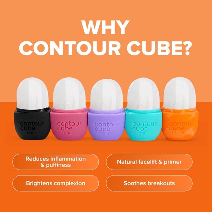 Contour Cube Mini - Revolutionary Ice Roller for Sculpting & De-Puffing - Face Ice Roller & Massager - Ice Mold for Face - Compact Skin Care Tools for Daily Skincare & Travel - Peach