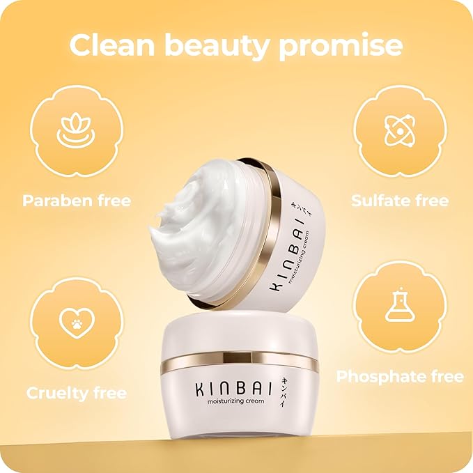Kinbai Face Cream Moisturizer for Women, Facial Lotion for Dry Skin, Hydrating Face Moisturizer, Moisturizing Collagen Peptide Cream, Japanese Skin Care, Made in Japan, 1.7 Fl.Oz, Fragrance Free.