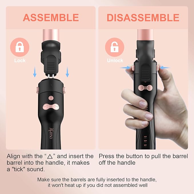 Automatic Rotating Curling Iron, 3 in 1 Thermal Brush Set 1-1 1/2 Inch, Auto Hair Curler with 3 Temps, 100 Million Ionic, Travel Dual Voltage Self Curling Wand for Beach Waves, Ceramic Coating
