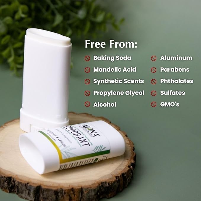 MONA TRAVEL SIZE All Natural Deodorant for Women & Men | Aluminum & Baking Soda Free Mini Deodorant with Natural Fregrance | Vegan, Skin Safe (Travel 4-Pack VAR-2 (0.53 Oz each))