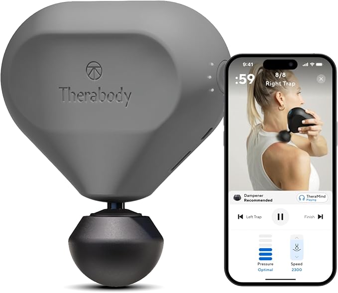 TheraGun Therabody Mini (2nd Gen) Massage Gun - Portable Massage Therapy for Relief Anytime, Anywhere – Includes 1 Standard Ball Attachment – Gray