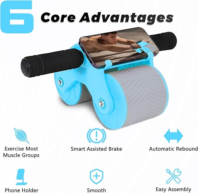 Automatic Rebound Abdominal Wheel Workout,2 Wheels