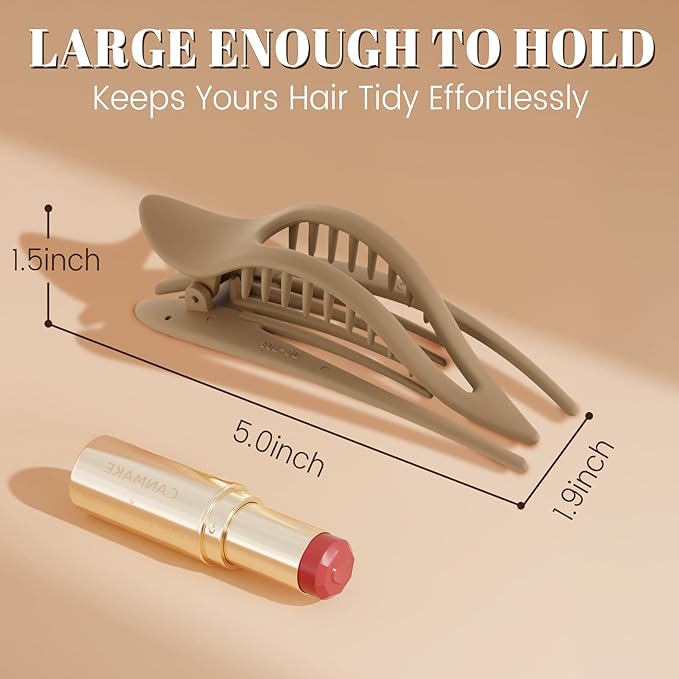 Flat Hair Clips for Women-8Pcs Large Matte No-Slip French Concord Claws, Accessories for Thick & Thin Hair (Neutral, Bundle)
