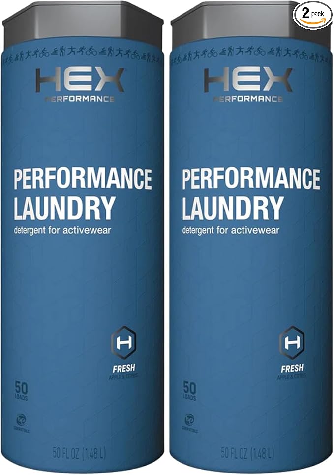 HEX Performance Laundry Detergent, Fresh & Clean, 100 Loads (Pack of 2) - Designed for Activewear, Eco-Friendly, Concentrated Formula