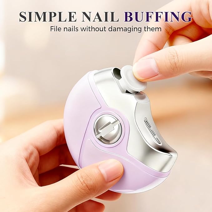 Electric Nail Trimmer,3 in 1 Electric Polishing Automatic Nail Clippers, Electric Nail Clippers,Electric Nail Clipper with 2 Adjustable Speeds, USB Rechargeable for Nail Trimmer for Adults (Purple)