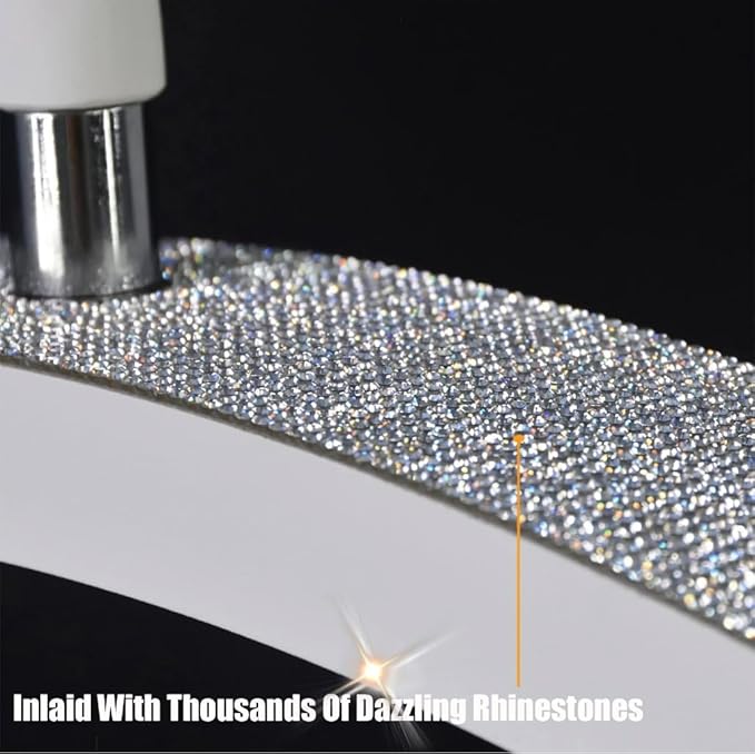 Bling Half Moon Lash Light | Dimmable LED Diamond Esthetician Light for Eyelash Techs - LED Floor Lash Lamp with Adjustable Height, Touch Control & Stable Base | Warm & Cool Tones | White