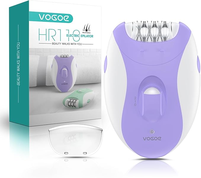 Epilators Hair Removal for Women with 21 Tweezers & LED Light, 2 Speeds Cordless Epilator for Women, Electric Hair Removal Epilators Rechargeable for Arms & Legs HR110 (Purple)