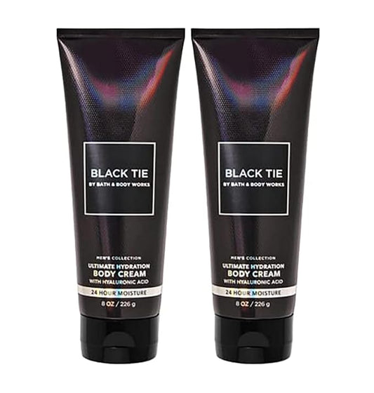 Bath and Body Works Men's Collection Ultimate Hydration Ultra Shea Body Cream 8 Oz 2 Pack (Black Tie)