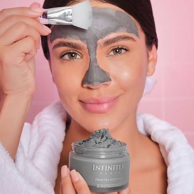 Infinitek Paris Dead Sea Mud Mask 6.34 Fl Oz - Face Mask for Acne Treatment, Blackhead Remover, Antioxidant Pore Cleaner