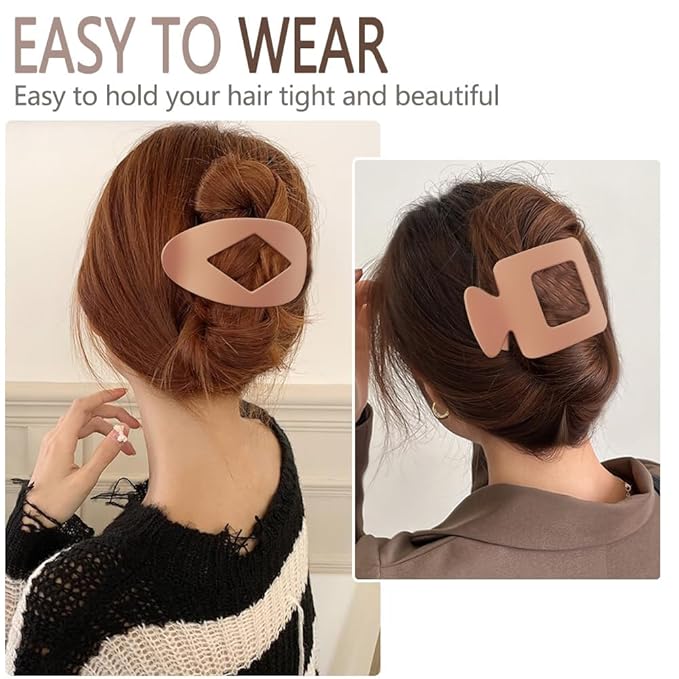 8 Pack close-match Flat hair Clip for Women – Large Matte No-Slip Rectangle Claw Clips, Strong Hold Square Hair Accessories for Work & Daily Styling, Thick & Thin Hairflat claw clips women