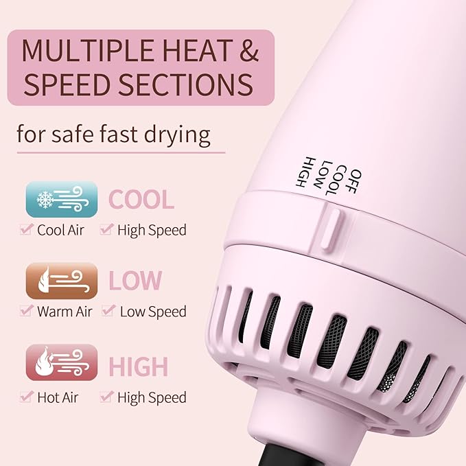 Hair Dryer Brush Blow Dryer in One, Upgraded 4 in 1 Hair Dryer and Styler Volumizer with Negative Ion Anti-frizz Ceramic Titanium Barrel Hot Air Hair Straightener Brush
