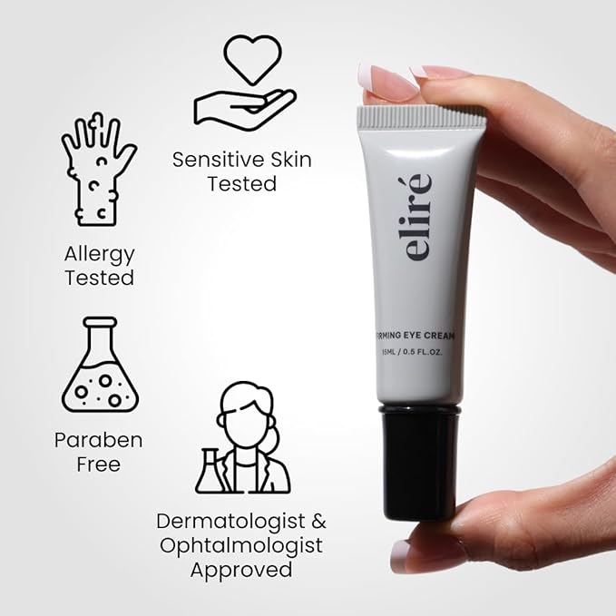 Eliré Korean Firming Eye Cream - Instant Lift and Tightening Treatment - Arginine/Lysine Peptides + Ceramide - Reduces Fine Lines, Wrinkles, Under-Eye Bags - Lightweight, Works Under Makeup - 15ml