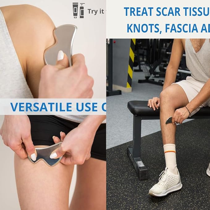 Stainless Steel Muscle Scraper Tool Set, Professional Soft Tissue Massage Tool, Scraping Tool Physical Therapy Gua Sha Kit(4pcs)