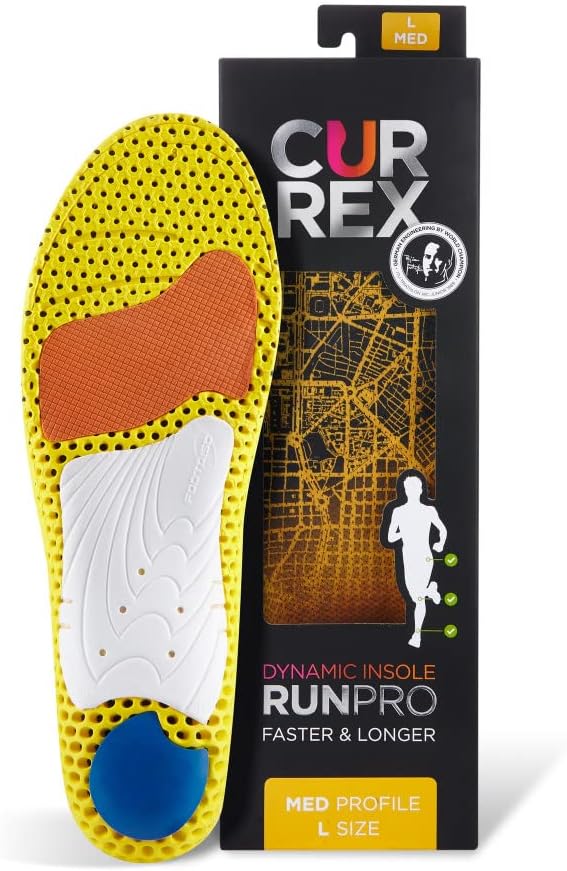 CURREX RunPro Insoles for Running Shoes, Arch Support Inserts to Help Reduce Fatigue, Prevent Injuries, Boost Performance for Men & Women (Medium Arch, Size XS)